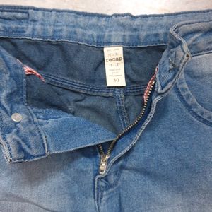 Plain Blue Recap Denim Jeans