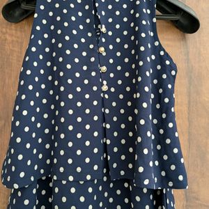 Navy Blue Polka Dot Crop Top