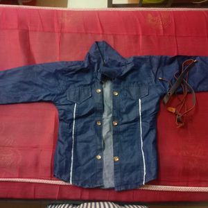 High Quality Blue Denim Jacket Wth Free Belt