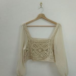 Square Neck Crochet & Net Topwears