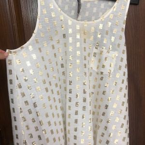 White With Gold Sleeveless Top