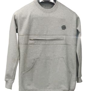 Big Pocket Grey Color Fleece Sweatshirt