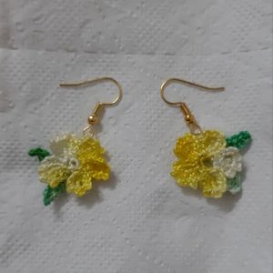 Crochet Little earrings Pink,blue N Yellow