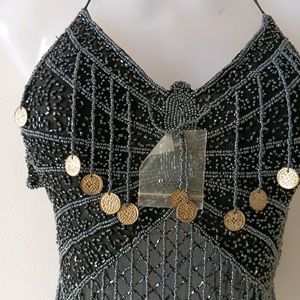 Heavy Beaded Top With Coin Detail