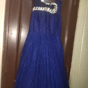 Very Pretty Blue Barbie Gown Net + Embroidary