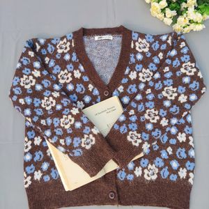 Floral Print Knit Cardigan