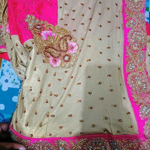 Heavy Work Pink Shimmery Saree...🔥