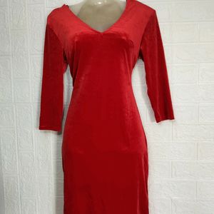 Red Velvet New Deep Neck Sexy Bodycon Dress