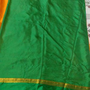 Mustard With Green Saree