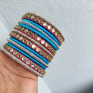 Silk Thread Kundan Bangles