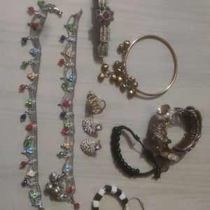 Hairclip, Anklets, 4 Bracelets , Earnigs, Ring.