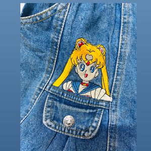 Vintage Skirt With Anime Embroidery