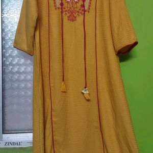 Yoke Design Mustard Yellow Kurta