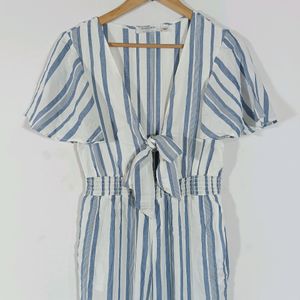 White Strips Casual Jumpsuit (Women)