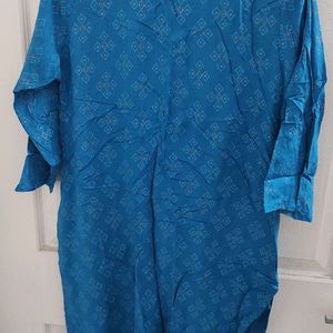 Style Meets Comfort - Melange Teal Blue Kurta (M)