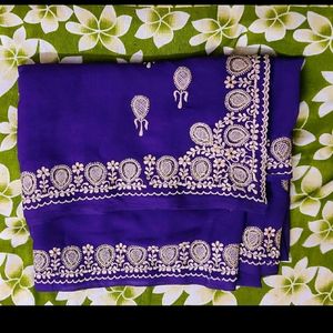 Thread Work Saree With Blouse