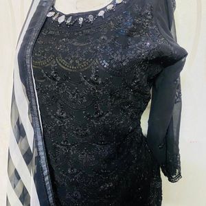 3 Pec Pakistani Dizinar Black Suit