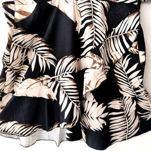 Tropical Printed Deep V Neck Plus Size Dress Women