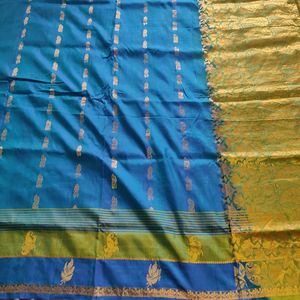 Blue And Green Silk Saree