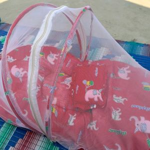 Baby Sleeping Bed With Net And Pillow