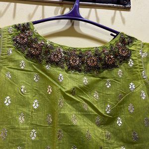 Green Colour Festive Wear Dress Size L