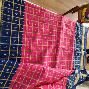 New Pink And Blue Printed Saree