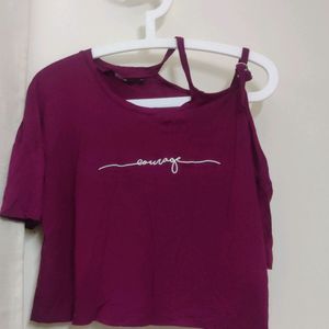 Burgundy One Shoulder Top