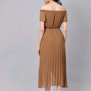 Brown Off Shoulder Dress