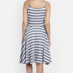 Brand New White Blue Striped Fit N Flare Dress