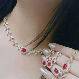 Stylish Alloy American Diamond Jewellery Set