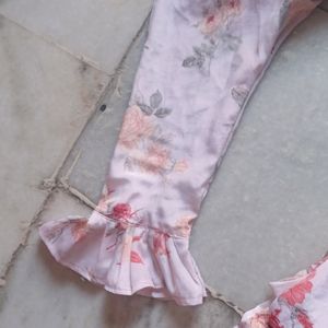 Flower Printed Silk Suit