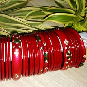 Beautiful Red And Maroon Bangle Set Combo Of 2