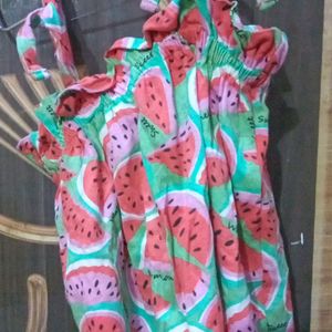 Watermelon Sleevless Kids Frock