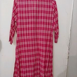 Pink Plaid Kurta