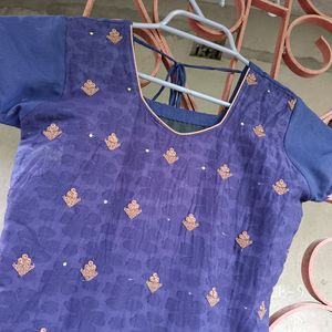 Beautiful Blue Kurta With Churidar And Dupatta