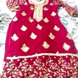 Beautiful Designer Red Suit Heavy Jari Aur Stone W