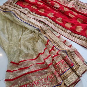 New Pattern Saree Beautiful Contrast Colour ❤