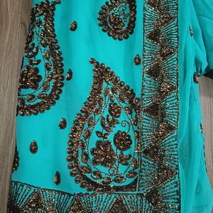 Sea Green Saree With Blouse