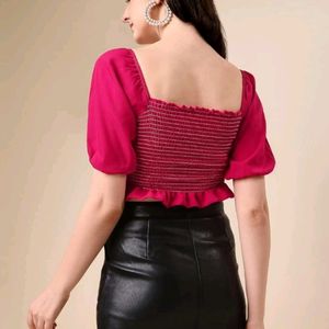 Puffed Sleeves Crop Top For Women