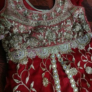 Very Beautiful Red Net Gown Heavy Embroidery