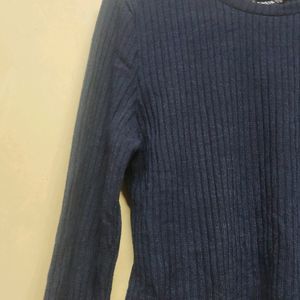 Dark Blue Crop Sweatshirt Stretchable