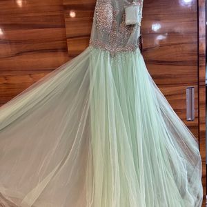 sea green dubai floral gown new with tag