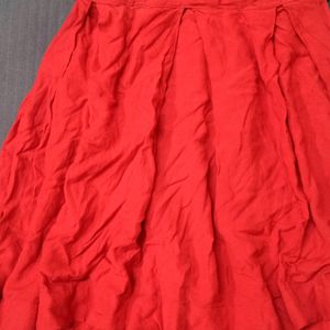 Bright Red Flared Skirt