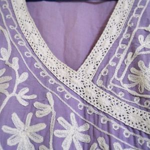 Lavender Chikankari Cotton Kurta