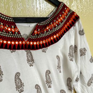 Embroidered With Mirror Work And Printed Tunic