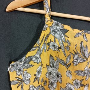 Max Brand Yellow Floral Printed Crop Top | Bust 38