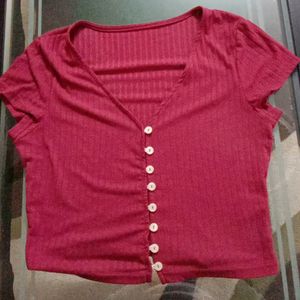 Urbanic Maroon Ribbed Crop Top❣️❣️❣️❤️❤️❤️