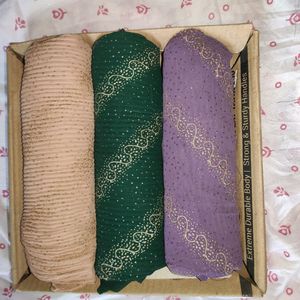 Georgette Crinkled Hijab With Glitter