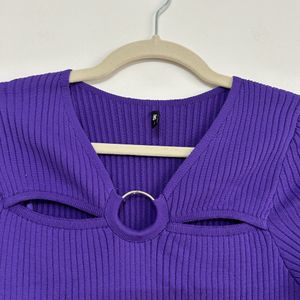 Only Purple Ribbed Bodycon Dress