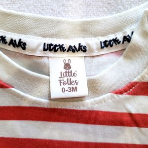 ⭕️➡️.Red &white Stripes Unisex Babies T-shirt